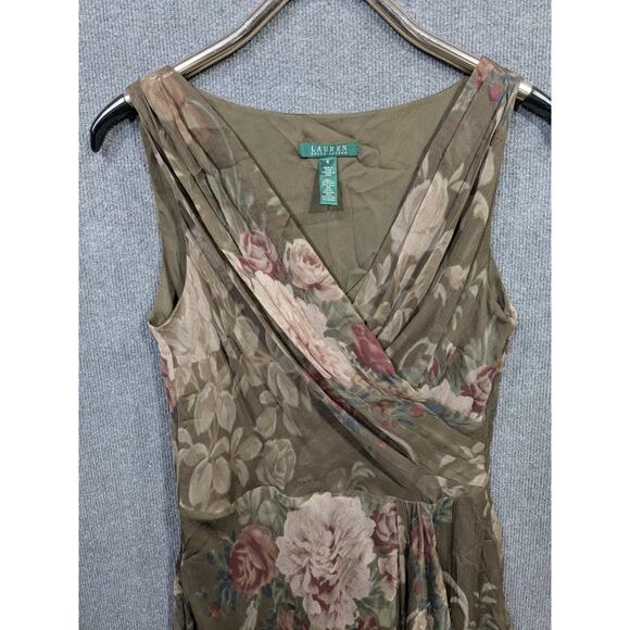 Ralph Lauren LRL Silk Dress Womens 8 Faux Wrap Ruffle Tank Feminine Soft Elegant - Picture 3 of 12